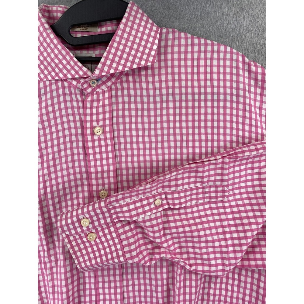 Peter Millar Dress Shirt Men 17.5/44 Gingham Check Button Down Casual Oxford